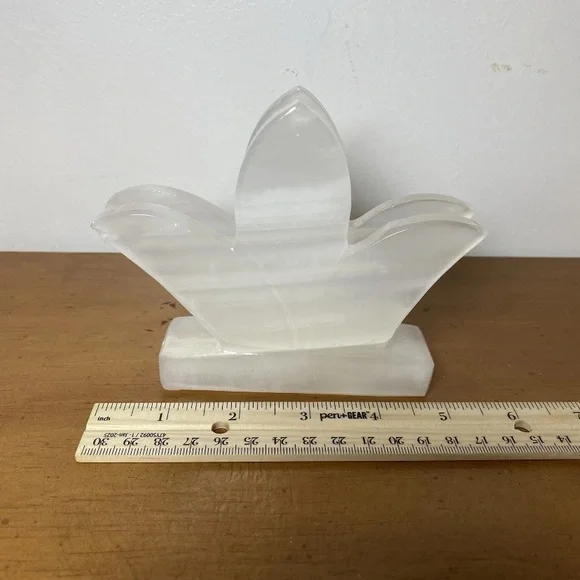 Lotus Letter Holder Onyx Marble Alabaster White Stone Hand Carved Office Vintage - Picture 5 of 5